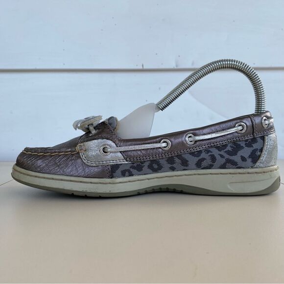 Sperry Top-Sider Animal Print Leather Boat Shoe STS93635 Silver Women’s 7M - Picture 7 of 10